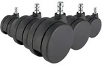 5x Teppichrollen ROLO No-Noise 11mm / 75mm B&uuml;ro-Stuhl-Rollen f&uuml;r Teppich (5er...
