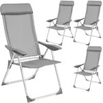 tectake 4 Aluminium Gartenst&uuml;hle klappbar mit Kopfteil Grau