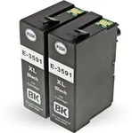 Kompatibel 2x Epson Vorh&auml;ngeschloss, T3591, 35XL, C13T35914010 BK Black Multipack