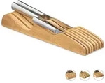 Relaxdays Messerblock Schublade, ohne Messer, liegend, Bambus, f&uuml;r 7 Messer, HBT: