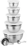 Relaxdays K&uuml;chen Set 18-tlg., 5 x R&uuml;hrsch&uuml;ssel mit Deckel, Messl&ouml;ffel & Measuring