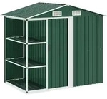 vidaXL Gartenhaus mit Regal Gr&uuml;n 205x130x183 cm Eisen
