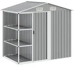 vidaXL Gartenhaus mit Regal Grau 205x130x183 cm Eisen