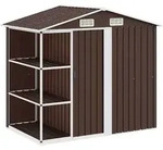 vidaXL Gartenhaus mit Regal Braun 205x130x183 cm Eisen