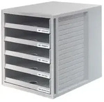 HAN Schubladensystem Kunststoff, PS (Polystyrol) Hellgrau 5 Sch&uuml;be 27,5 x 33 x 32 cm