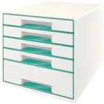 LEITZ Schubladenbox Wow Cube 5 Schubladen PS perlwei&szlig;/eisblau