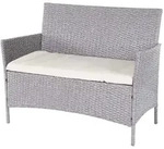 Mendler Poly-Rattan Gartenbank Halden, Sitzbank Bank ~ grau, Kissen creme