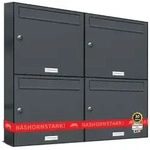AL Briefkastensysteme 4 F&auml;cher Premium Wand Briefkasten Anlage A4, in RAL 7016