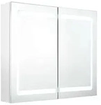 vidaXL LED-Spiegelschrank f&uuml;rs Bad Gl&auml;nzend Wei&szlig; 80x12x68 cm