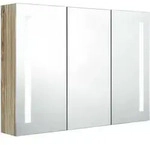 vidaXL LED-Bad-Spiegelschrank 89x14x62 cm Eichen-Optik