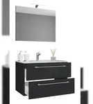 VCM Badm&ouml;bel Waschtisch Badinos Schwarz H. 107 x B. 60 x T. 46 cm
