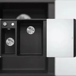 Blanco Silgranit Sp&uuml;lbecken mit Glasschneidbrett, Axia III 6 S-F, Schwarz 99 x 50
