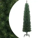 vidaXL Schlanker K&uuml;nstlicher Weihnachtsbaum mit St&auml;nder Gr&uuml;n 180cm PVC