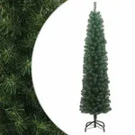 vidaXL Schlanker K&uuml;nstlicher Weihnachtsbaum mit St&auml;nder Gr&uuml;n 240cm PVC