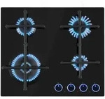 Klarstein Illuminosa 4 Gaskochfeld 4-flammig Sabaf-Brenner Glaskeramik Schwarz