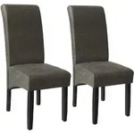 tectake Esszimmerstuhl, ergonomisch, massives Hartholz - 2er Set grau marmoriert