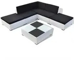 vidaXL 6-tlg. Garten-Lounge-Set mit Auflagen Poly Rattan Wei&szlig;