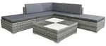 vidaXL 6-tlg. Garten-Lounge-Set mit Auflagen Poly Rattan Grau