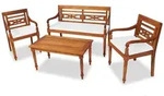vidaXL 4-tlg. Garten-Lounge-Set mit Auflagen Massivholz Teak