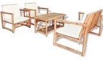 vidaXL 4-tlg. Garten-Lounge-Set mit Auflagen Bambus