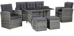vidaXL 6-tlg. Garten-Lounge-Set mit Auflagen Poly Rattan Grau