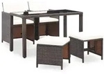 vidaXL 5-tlg. Garten-Essgruppe mit Auflagen Poly Rattan Braun