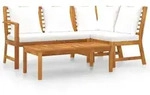 vidaXL 4-tlg. Garten-Lounge-Set mit Auflagen Creme Massivholz Akazie