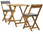 vidaXL 3-tlg. Bistro-Set Klappbar mit Auflagen Massivholz Akazie