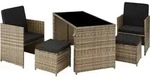 tectake Sitzgruppe PalerMo, Polyrattan, stabiles Stahlgestell, wasserabweisende