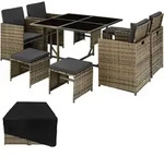 tectake Rattan Sitzgruppe Bilbao inkl. Schutzh&uuml;lle 4+4+1 - Farbe Natur - Outdoor