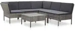 vidaXL 6-tlg. Garten-Lounge-Set mit Auflagen Poly Rattan Grau