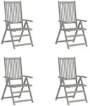 vidaXL Verstellbare Gartenst&uuml;hle 4 Stk. Grau Massivholz Akazie