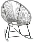 vidaXL Schaukelstuhl Mondstuhl Grau Poly Rattan