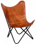 vidaXL Butterfly-Sessel Braun Echtleder