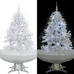 vidaXL Schneiender Weihnachtsbaum mit Schirmfu&szlig; Wei&szlig; 140 cm