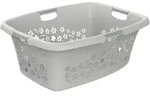 Rotho W&auml;schekorb Cool Grey Flowers 65 x 26 x 48 cm Kunsstoff 50 Liter