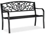 Relaxdays Gartenbank, bequemer 2-Sitzer, mit Vintage-Ornamenten, f&uuml;r Terrasse,