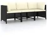 vidaXL 3-Sitzer-Gartensofa mit Auflagen Schwarz Poly Rattan