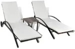 vidaXL Sonnenliegen mit Tisch Poly Rattan Braun