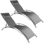tectake 2 Sonnenliegen aus Aluminium, 5-stufig Grau