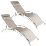 tectake 2 Sonnenliegen aus Aluminium, 5-stufig Beige