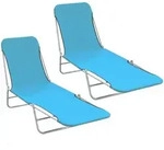vidaXL Klappbare Sonnenliegen 2 Stk. Stahl und Stoff Blau