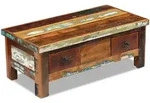 vidaXL Couchtisch mit Schubladen Altholz Massiv 90x45x35 cm