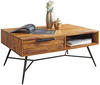 WOHNLING Couchtisch Massiv Holz Holztisch Wohnzimmertisch mit Metallbeinen Tisch