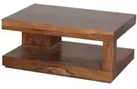 WOHNLING Sheesham Couchtisch Massiv 90 x 60 cm mit Ablage Massivholz