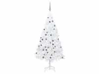 vidaXL Künstlicher Weihnachtsbaum mit LEDs & Kugeln Weiß 120 cm PVC