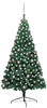 vidaXL Künstlicher Halber Weihnachtsbaum mit LEDs & Kugeln Grün 210 cm