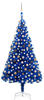 vidaXL Künstlicher Weihnachtsbaum mit LEDs & Kugeln Blau 210cm PVC