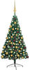 vidaXL Künstlicher Halber Weihnachtsbaum mit LEDs Schmuck Grün 180 cm