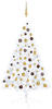 vidaXL Künstlicher Halber Weihnachtsbaum mit LEDs & Kugeln Weiß 120cm